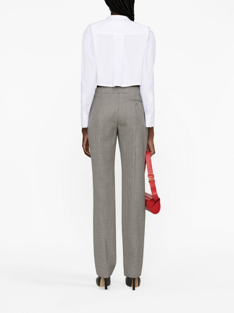 Black Houndstooth-pattern Wool Trousers