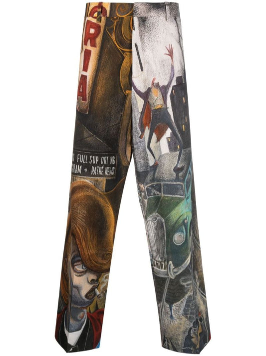 Multicolour Dead End-print Organic Cotton Trousers