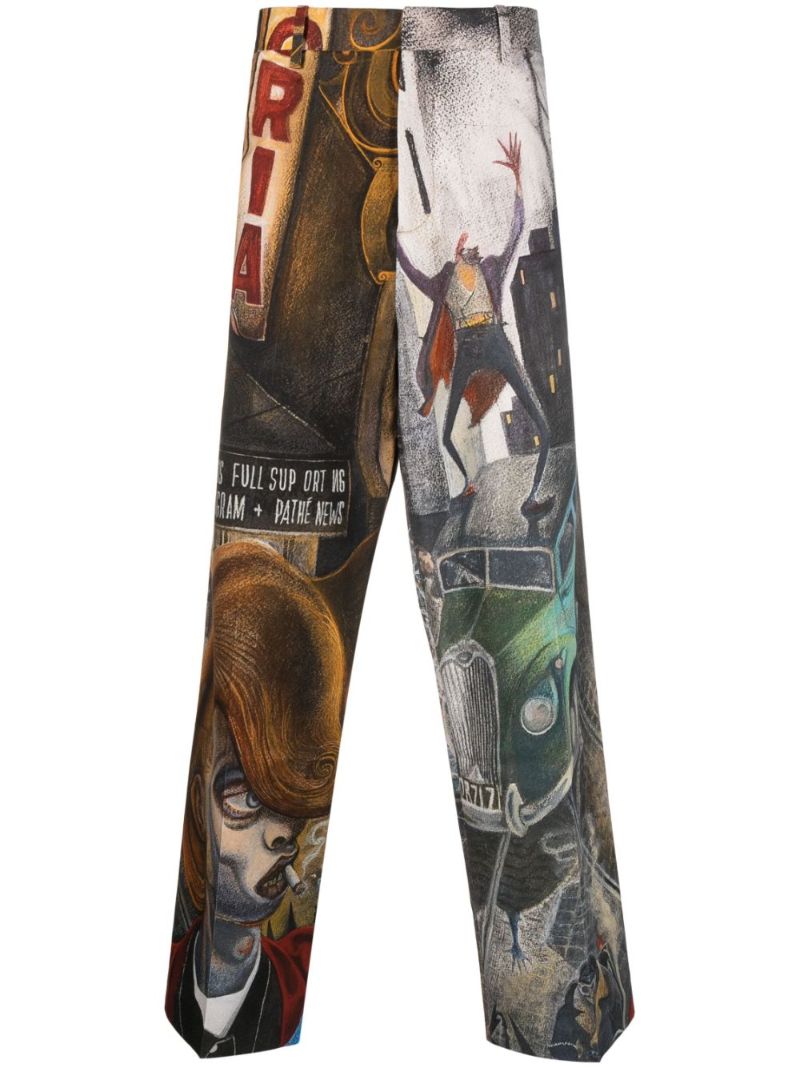 Multicolour Dead End-print Organic Cotton Trousers