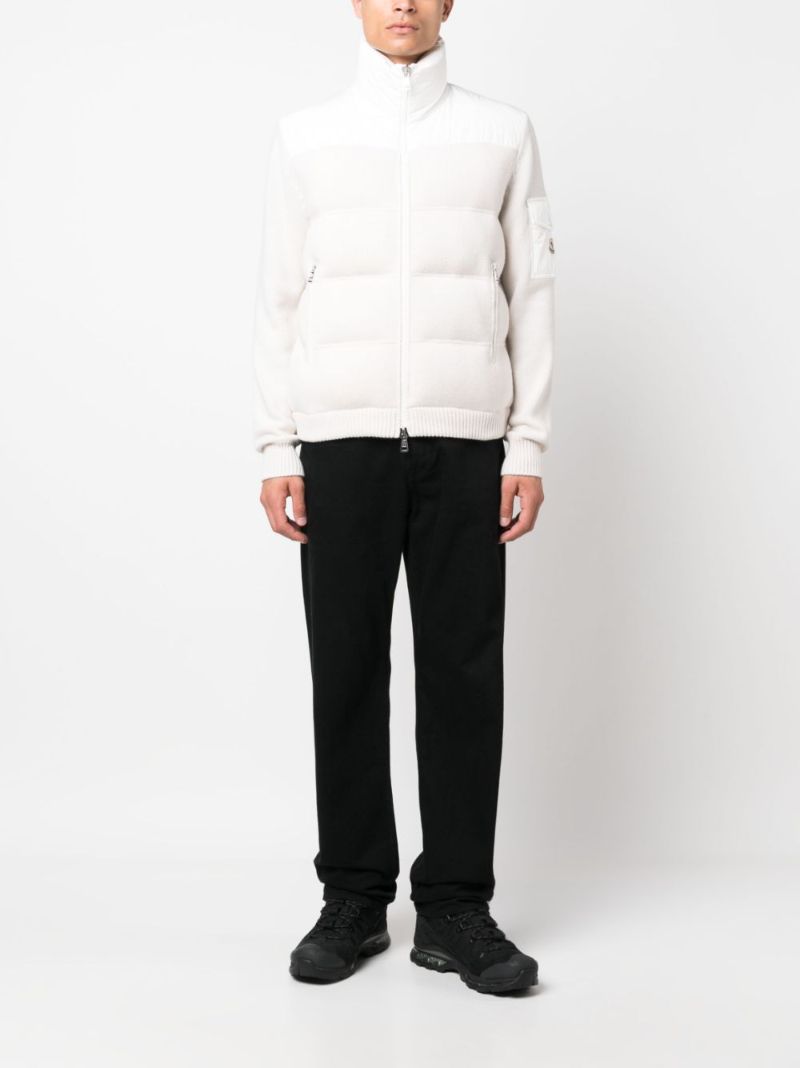 White Padded Wool Zip-up Jacket
