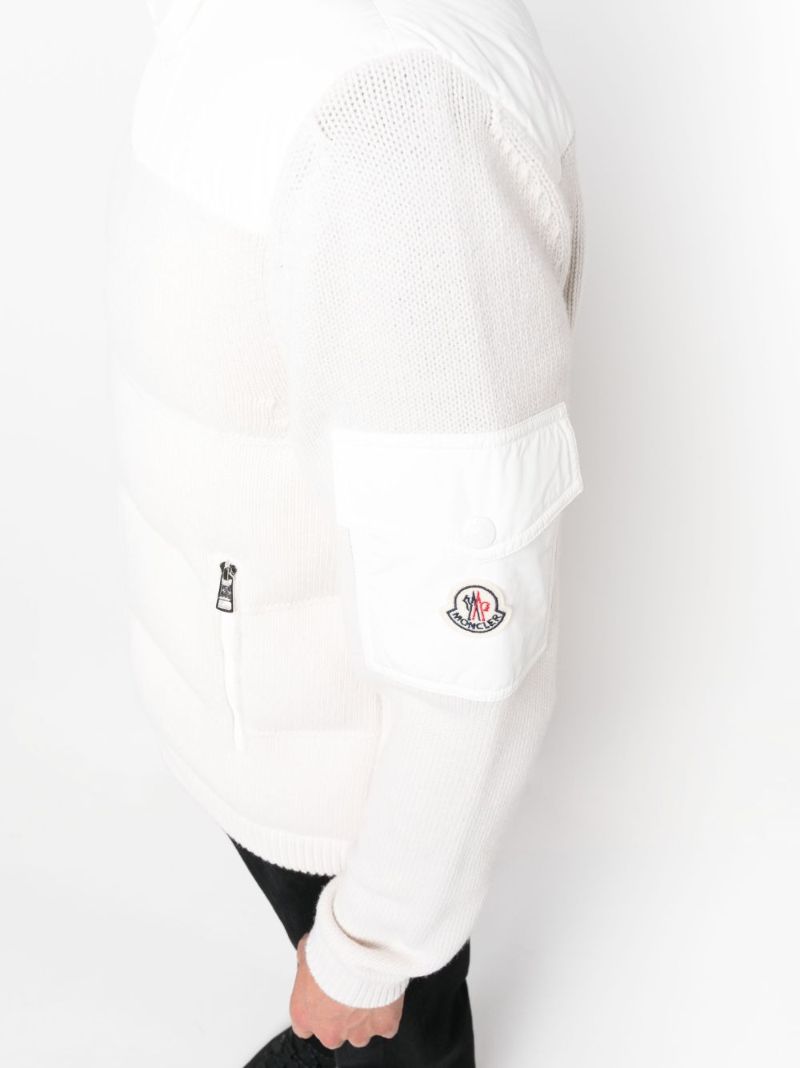 White Padded Wool Zip-up Jacket