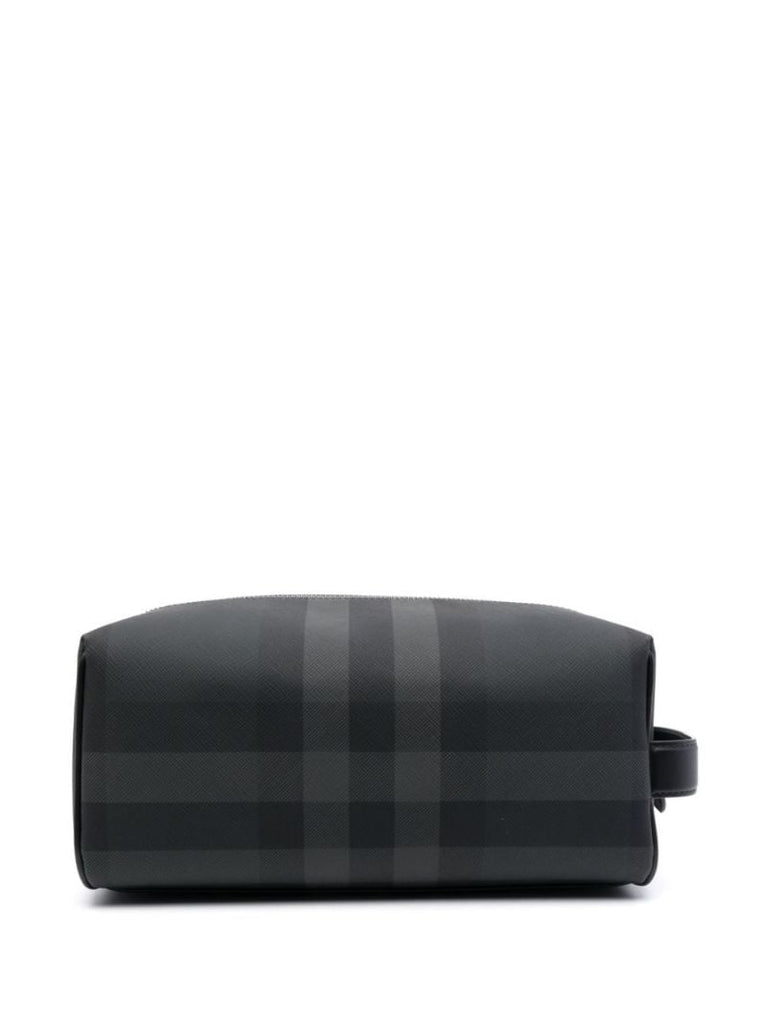 Grey Check-pattern Wash Bag