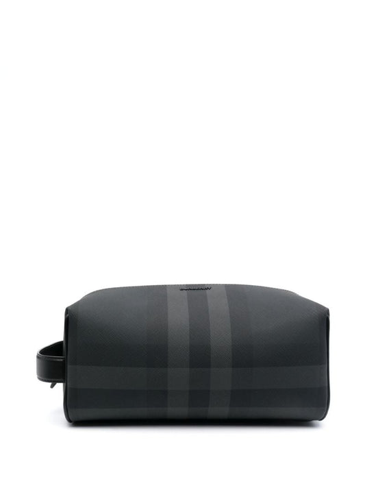Grey Check-pattern Wash Bag