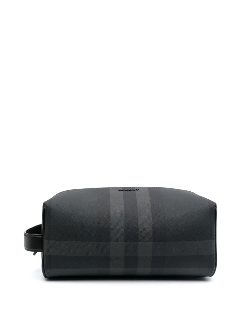 Grey Check-pattern Wash Bag