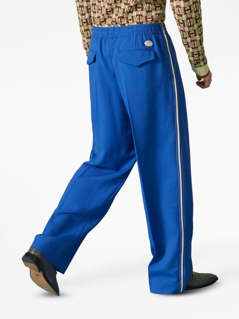 Blue Wide-leg Mohair Trousers