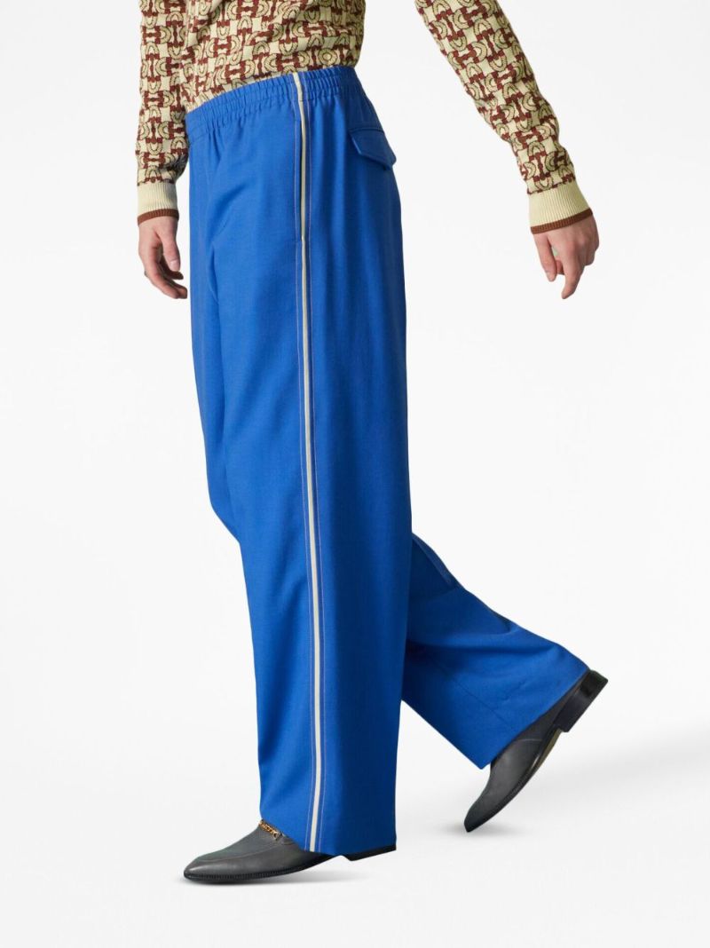 Blue Wide-leg Mohair Trousers