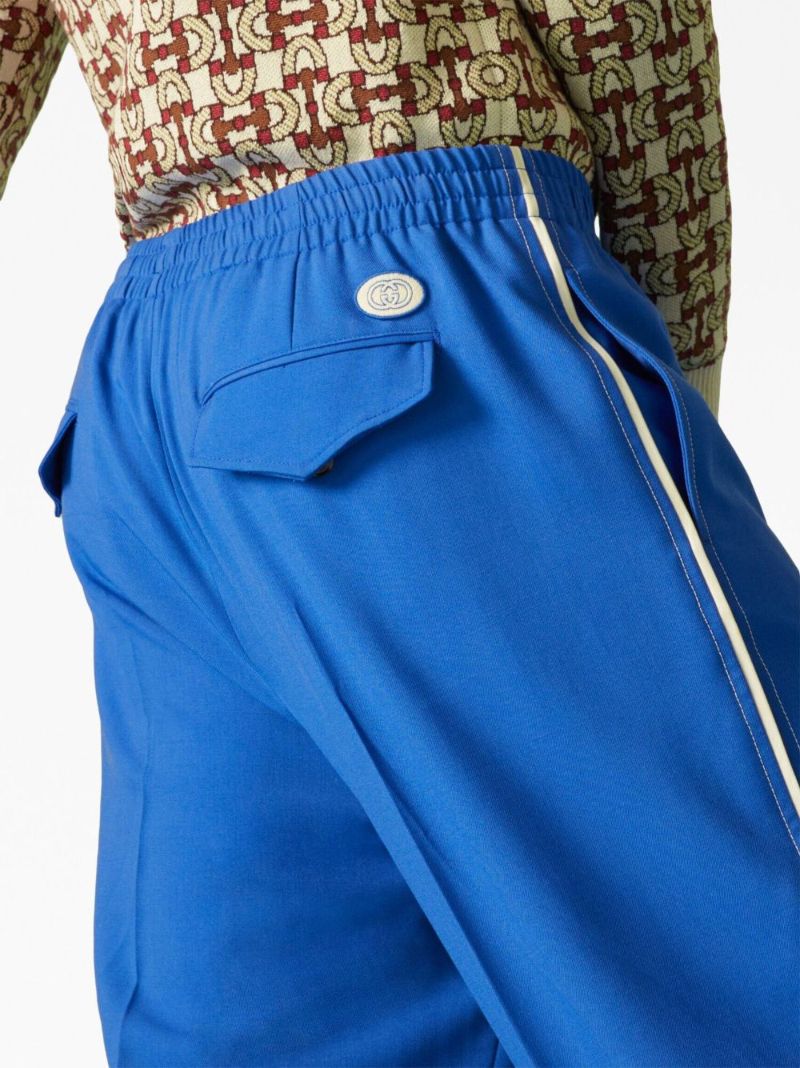 Blue Wide-leg Mohair Trousers