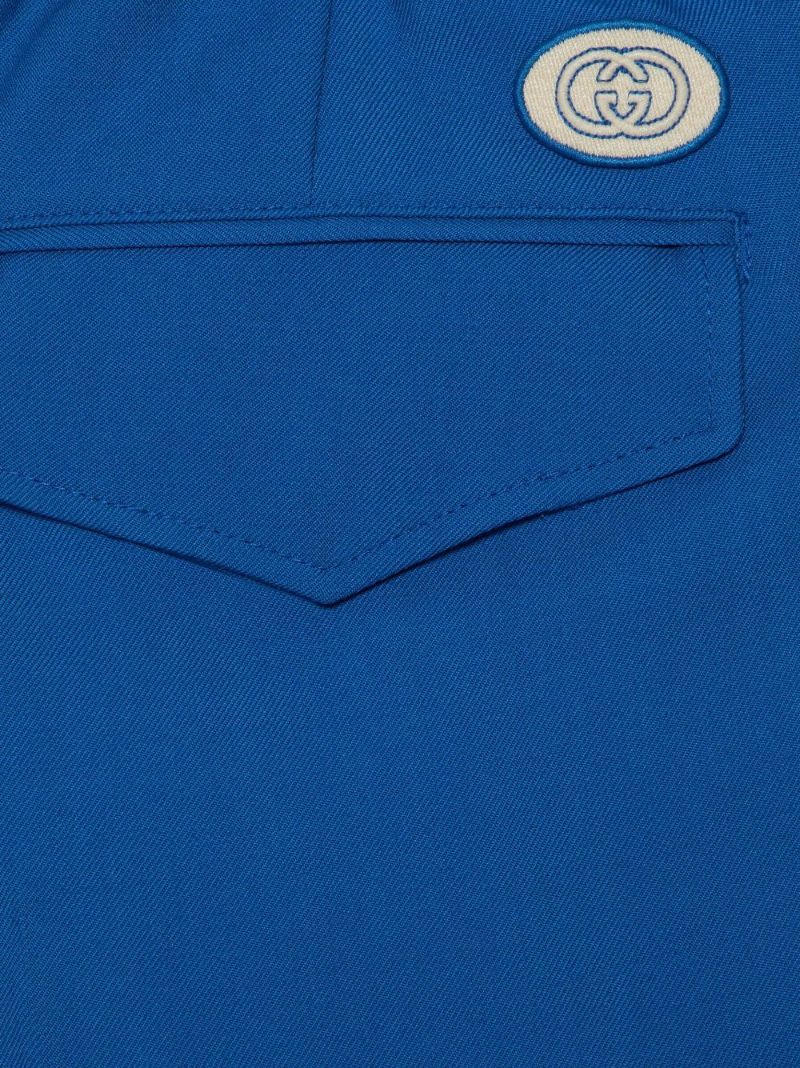 Blue Wide-leg Mohair Trousers