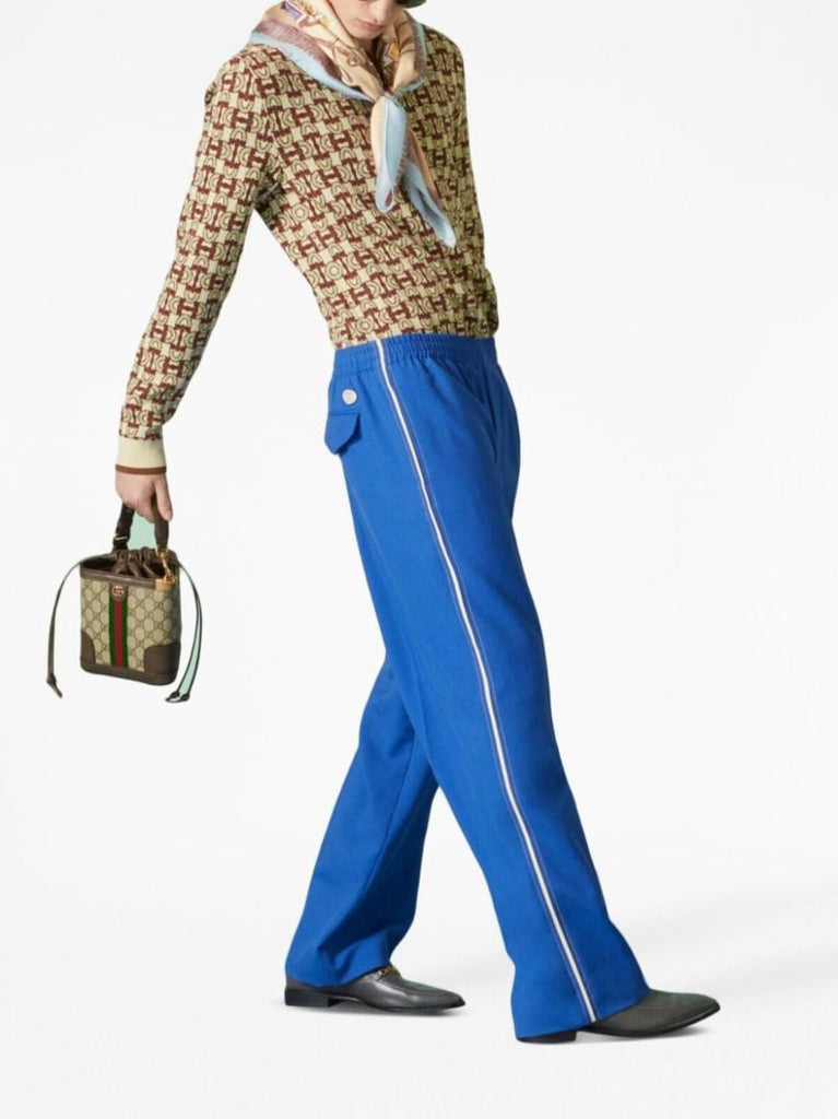 Blue Wide-leg Mohair Trousers
