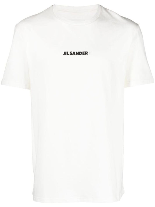 White Logo Print Cotton T-shirt