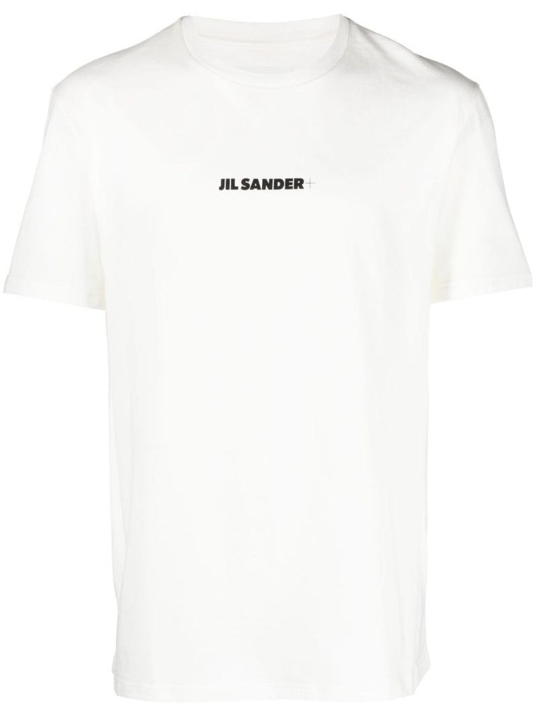 White Logo Print Cotton T-shirt