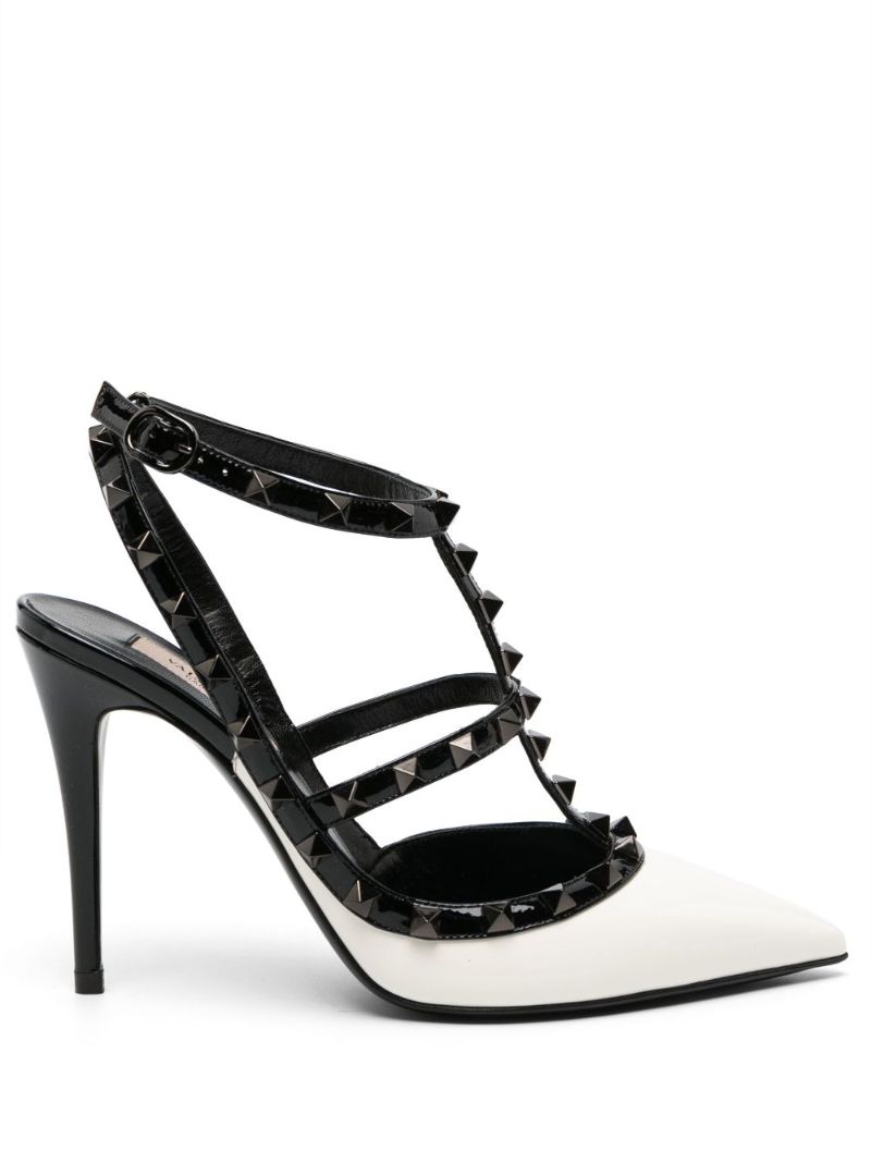 White Rockstud 112 Leather Pumps