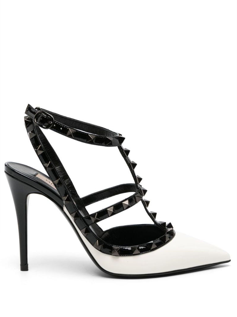 White Rockstud 112 Leather Pumps