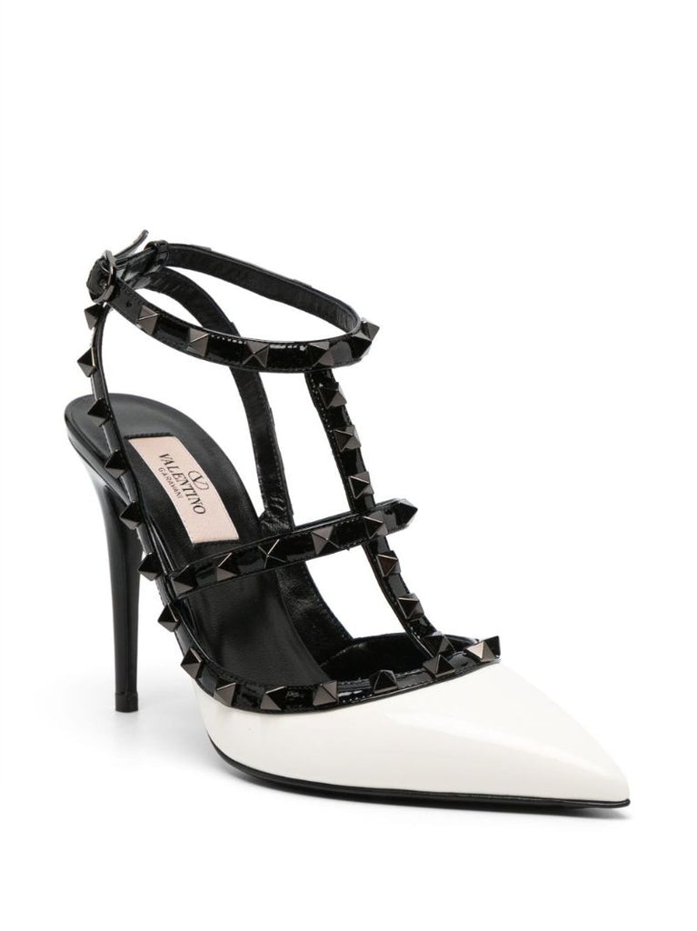 White Rockstud 112 Leather Pumps