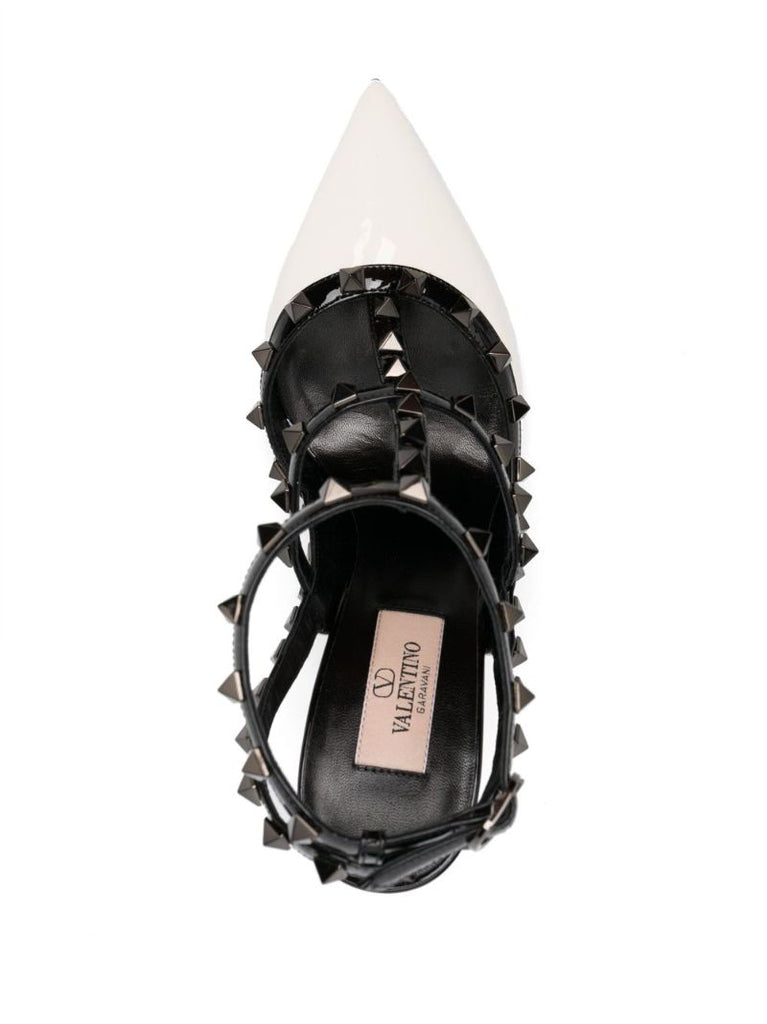 White Rockstud 112 Leather Pumps