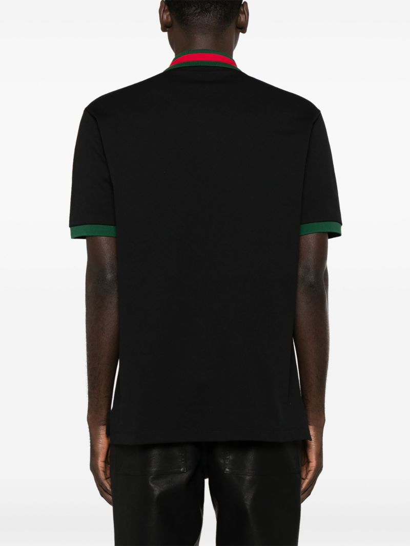 Black Web Stripe Polo Shirt