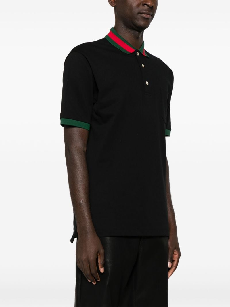 Black Web Stripe Polo Shirt