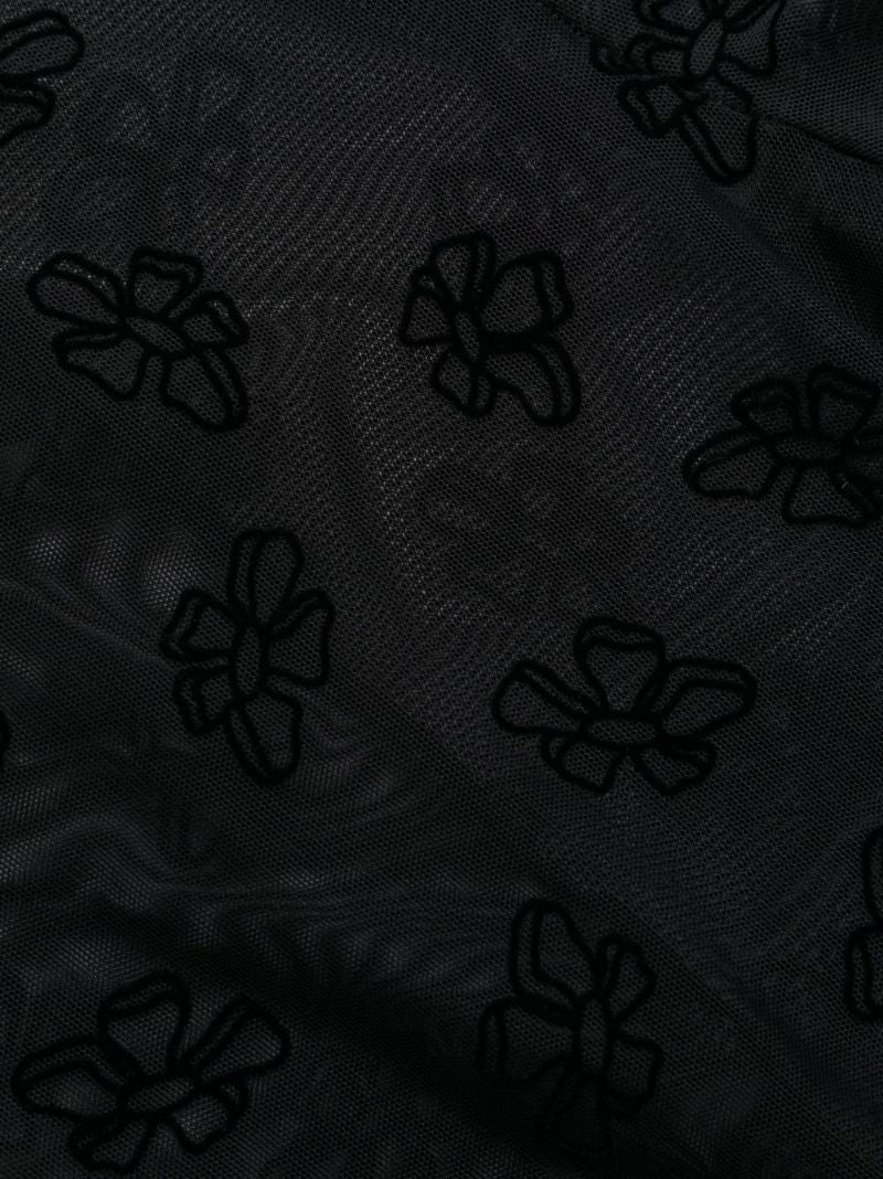 Black Flocked Daisy Tights
