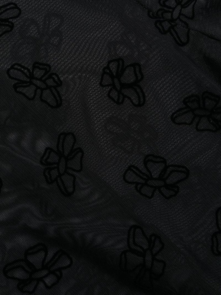 Black Flocked Daisy Tights