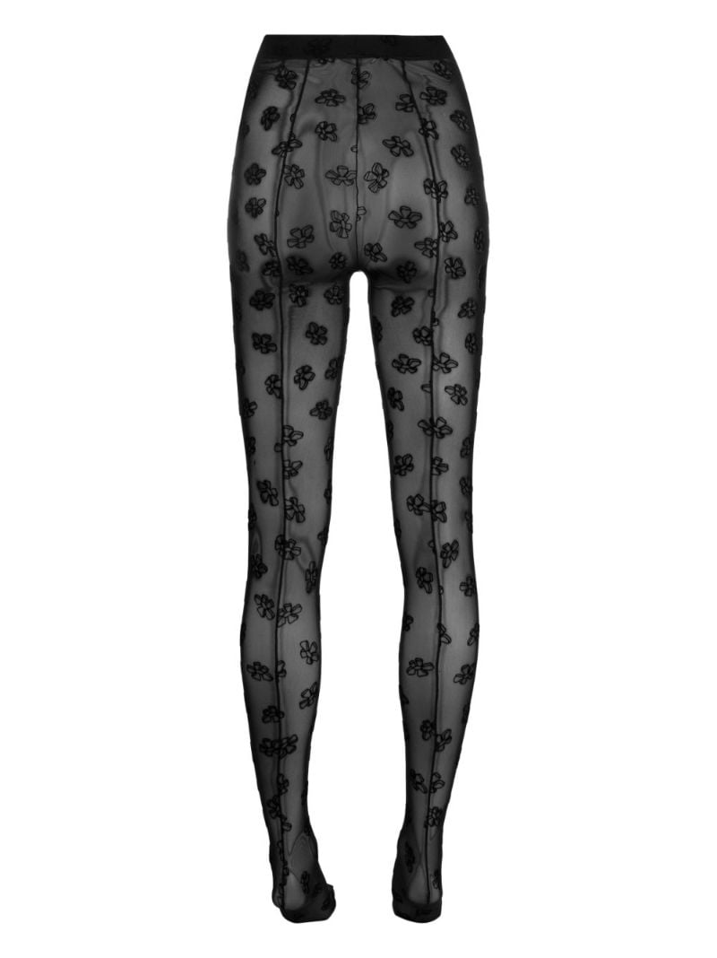 Black Flocked Daisy Tights