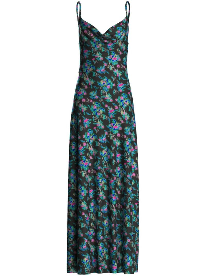 Black Floral Print Maxi Dress