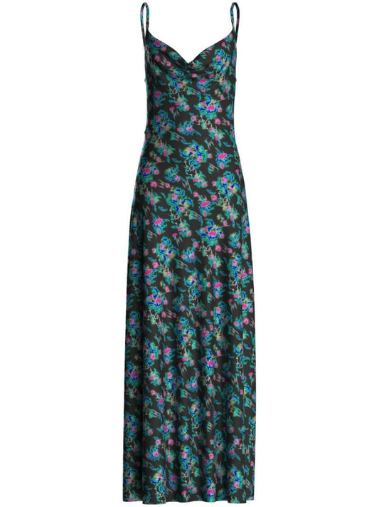 Black Floral Print Maxi Dress