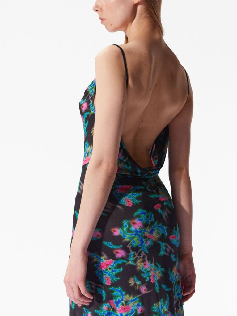 Black Floral Print Maxi Dress