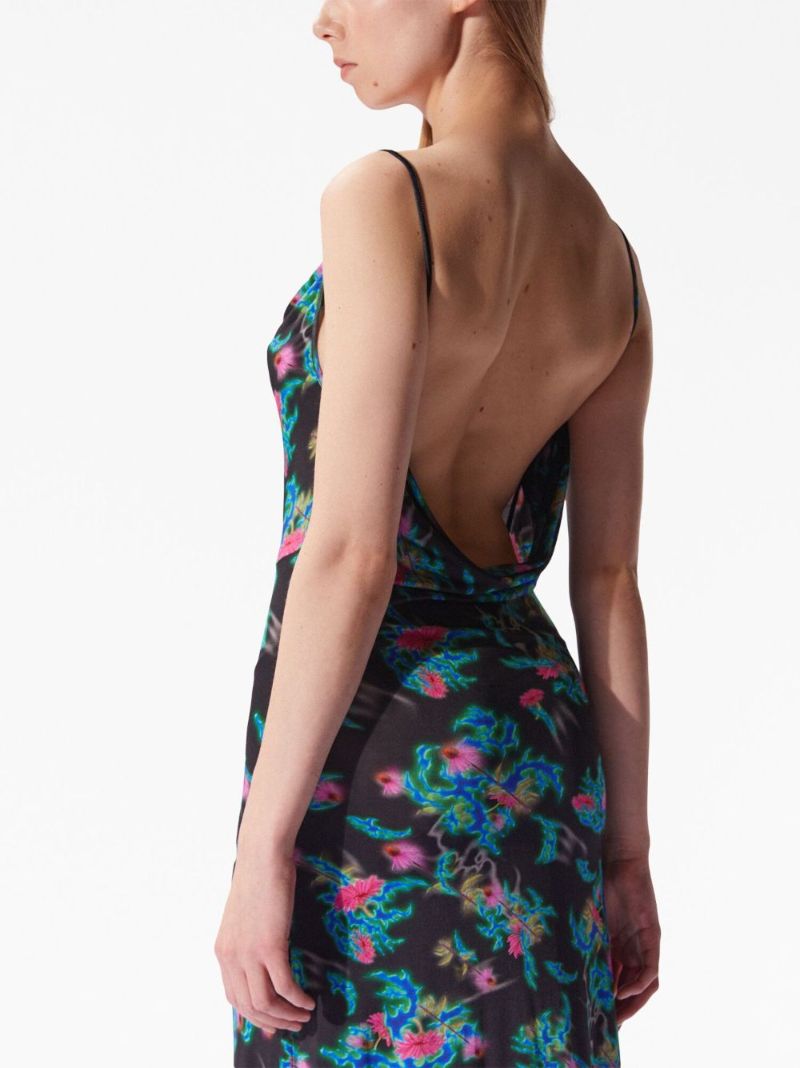 Black Floral Print Maxi Dress