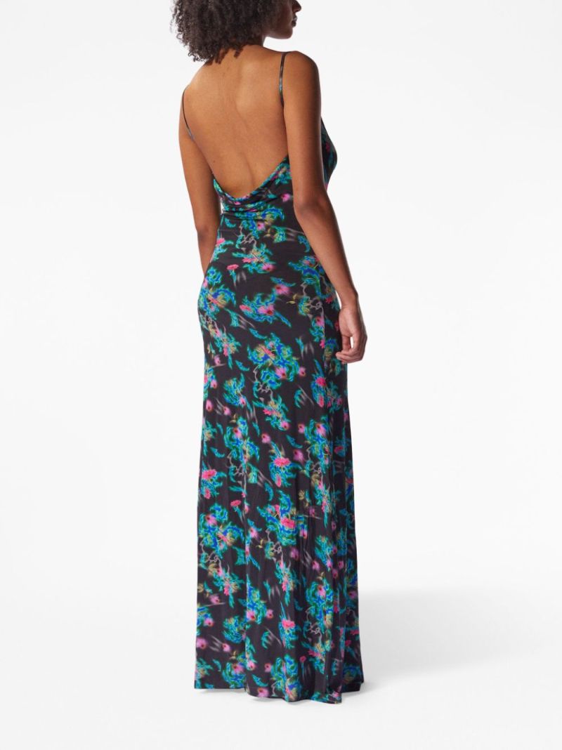 Black Floral Print Maxi Dress