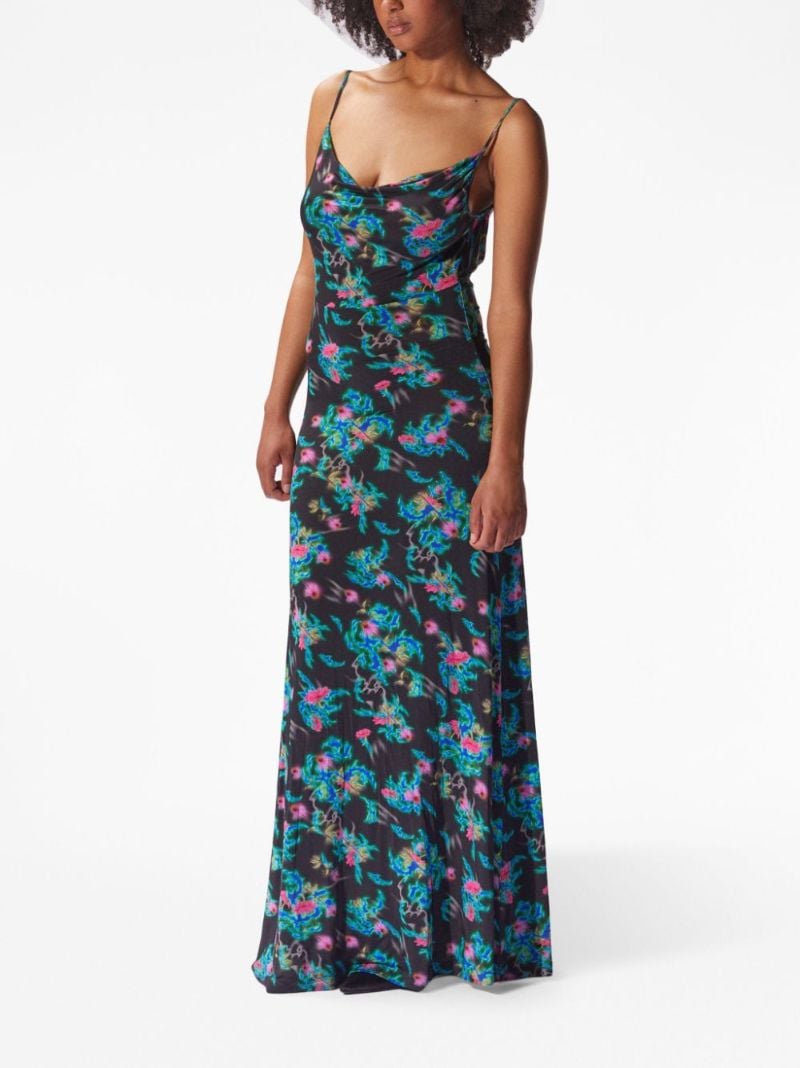 Black Floral Print Maxi Dress