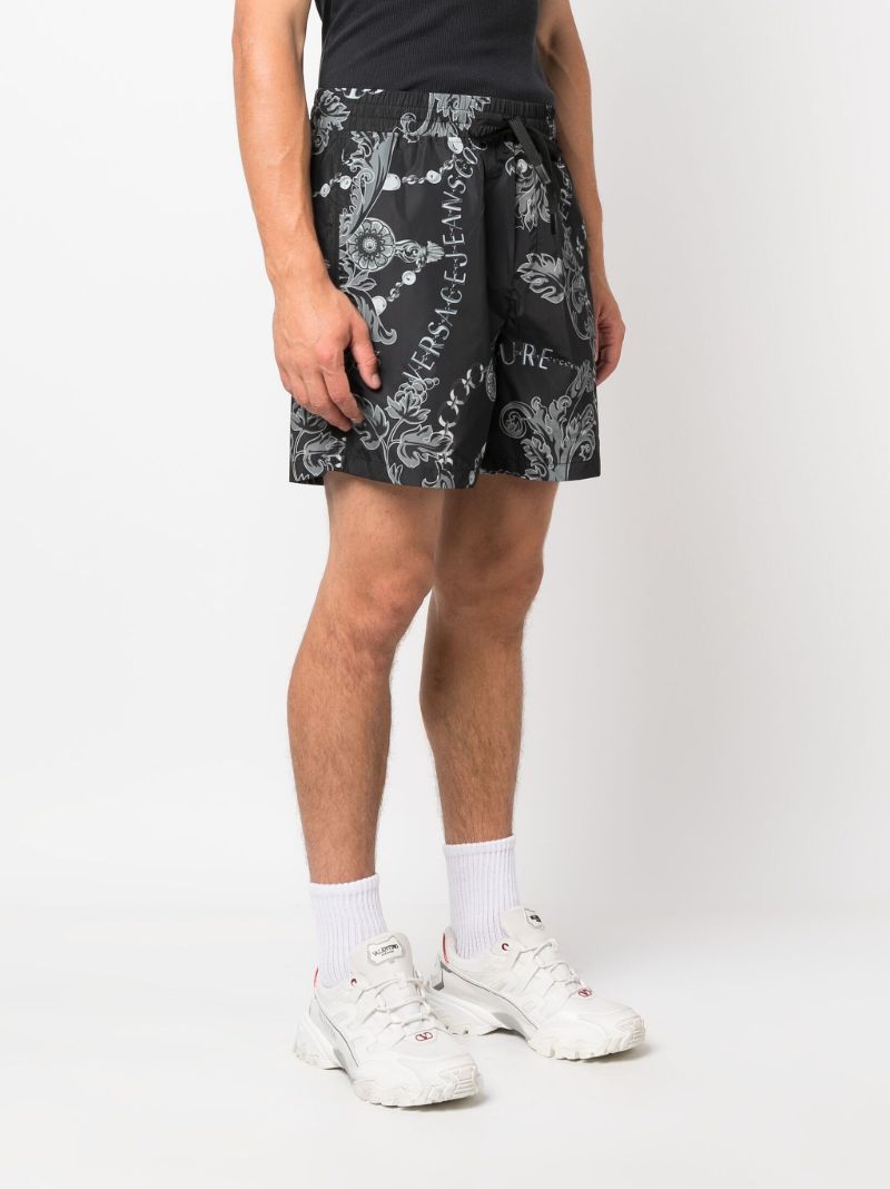 Black Chain Couture Drawstring Shorts