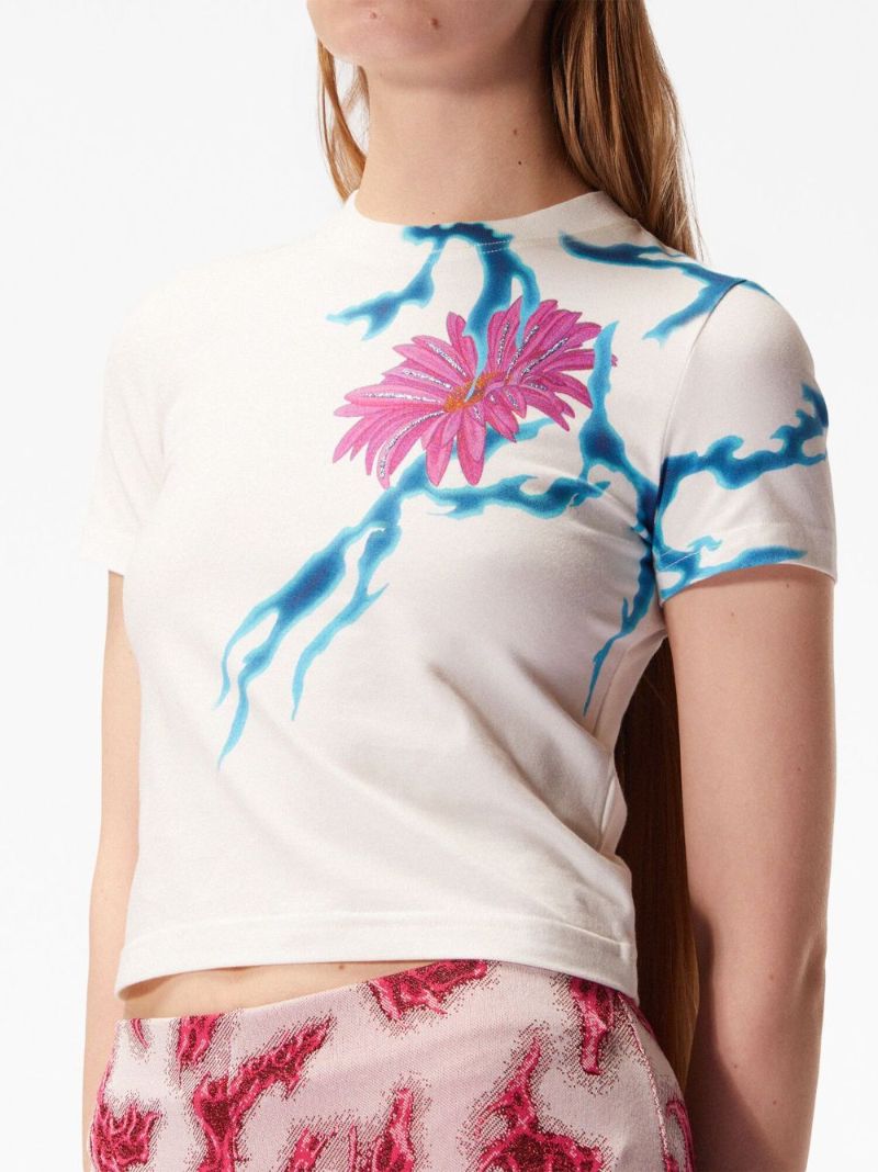 Grey Graphic-print Organic Cotton T-shirt