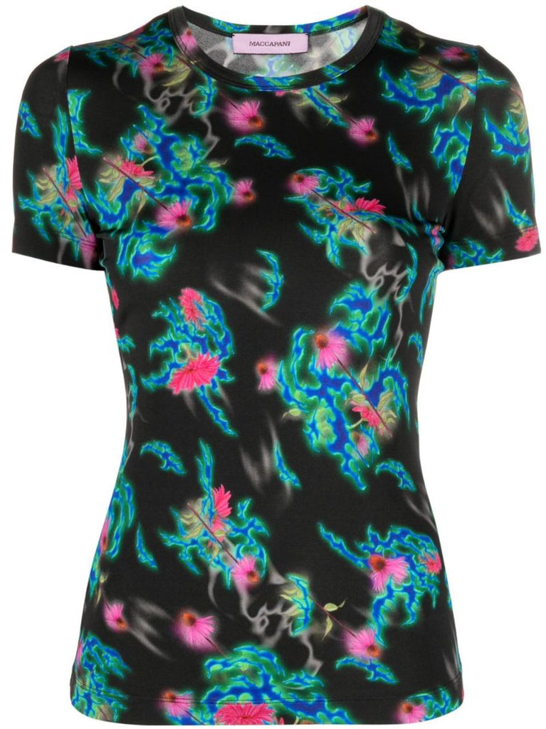 Black Abstract Print T-shirt
