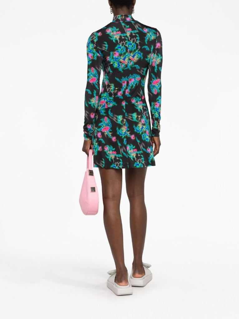 Black Floral-print Mini Dress