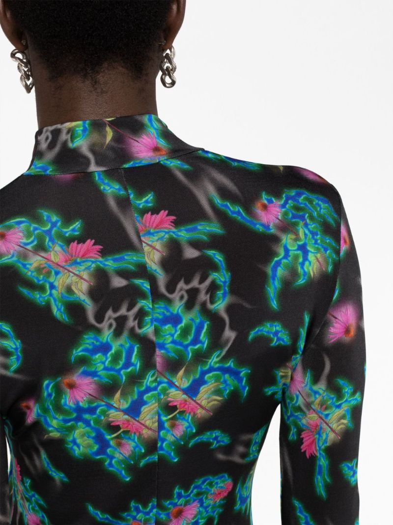 Black Floral-print Mini Dress