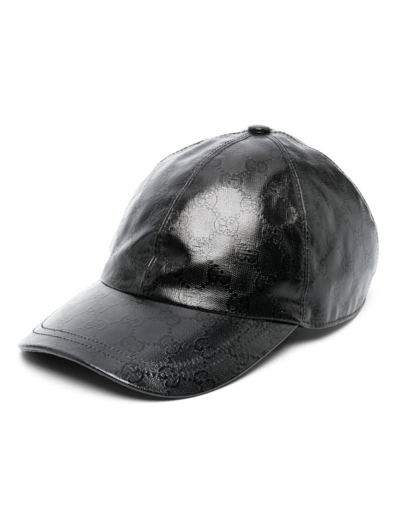 Black Interlocking G-logo Leather Baseball Cap