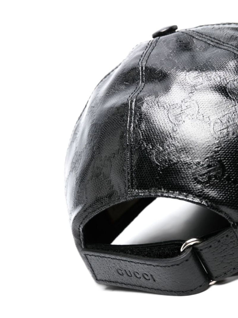 Black Interlocking G-logo Leather Baseball Cap