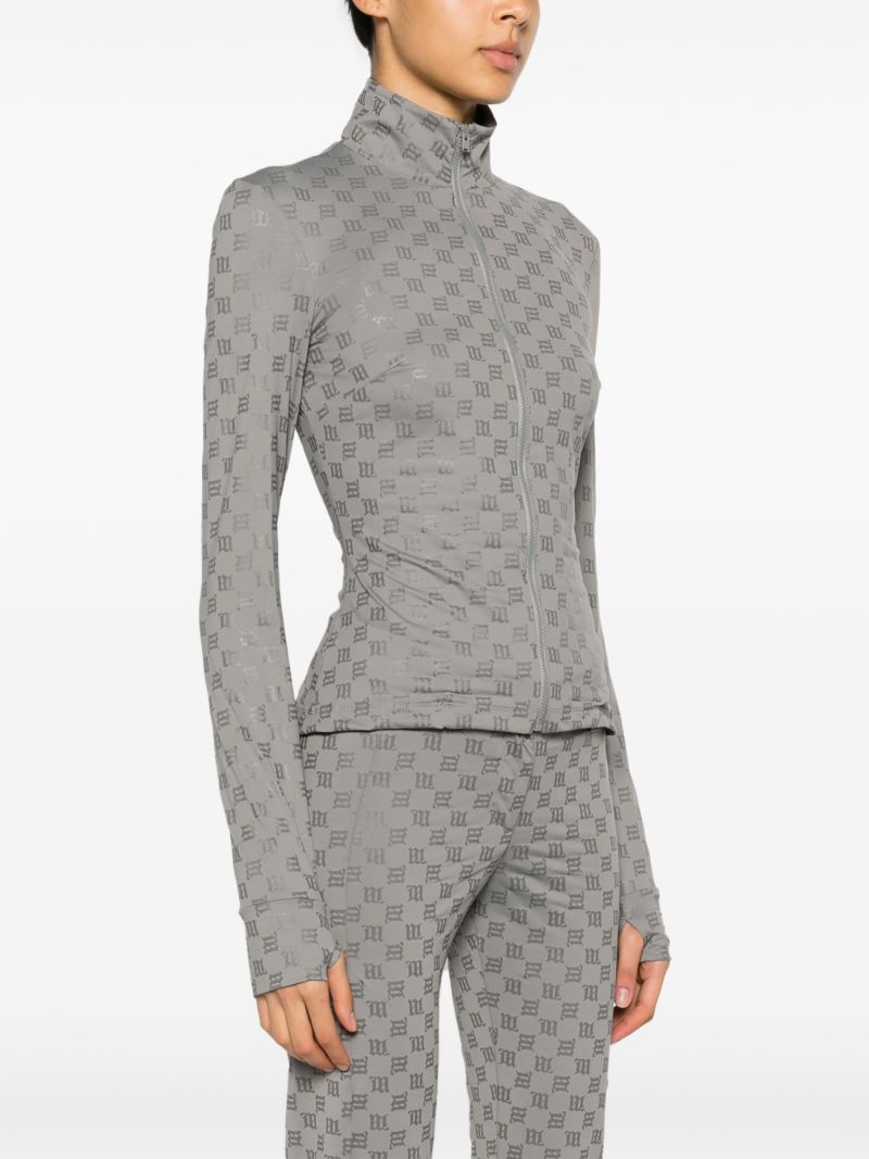 Grey Monogram Zip-up Jacket