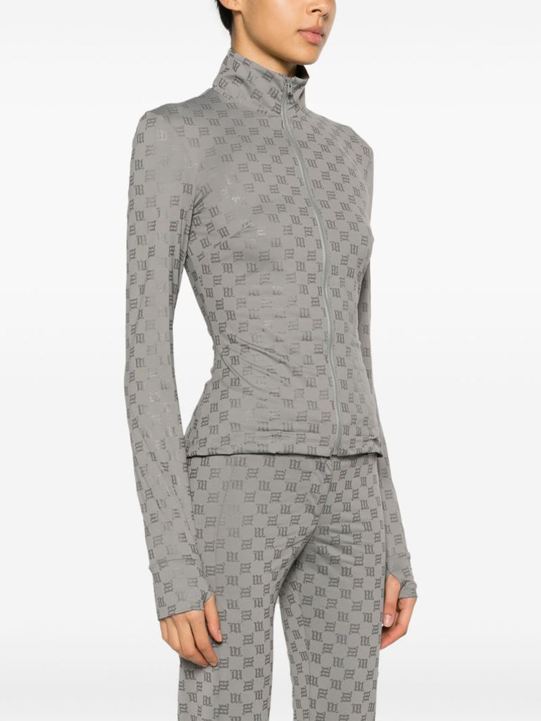 Grey Monogram Zip-up Jacket