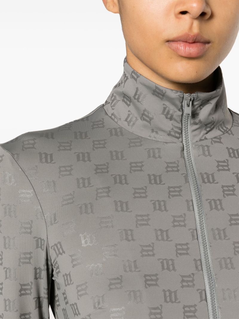 Grey Monogram Zip-up Jacket