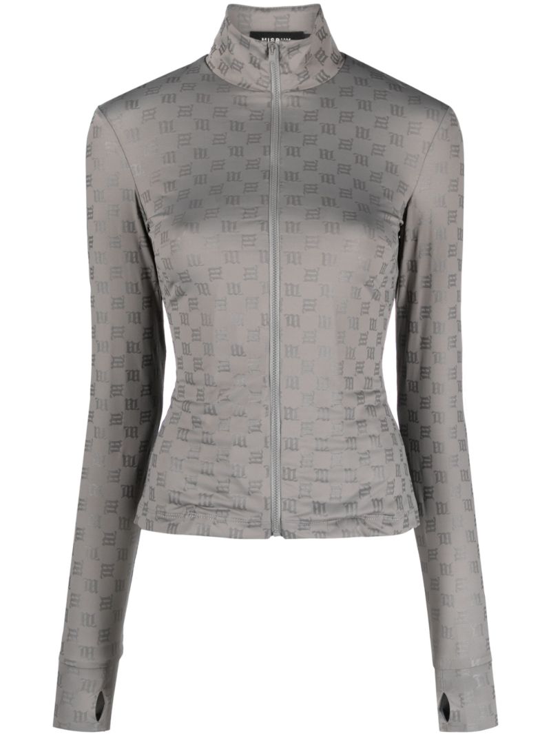 Grey Monogram Zip-up Jacket