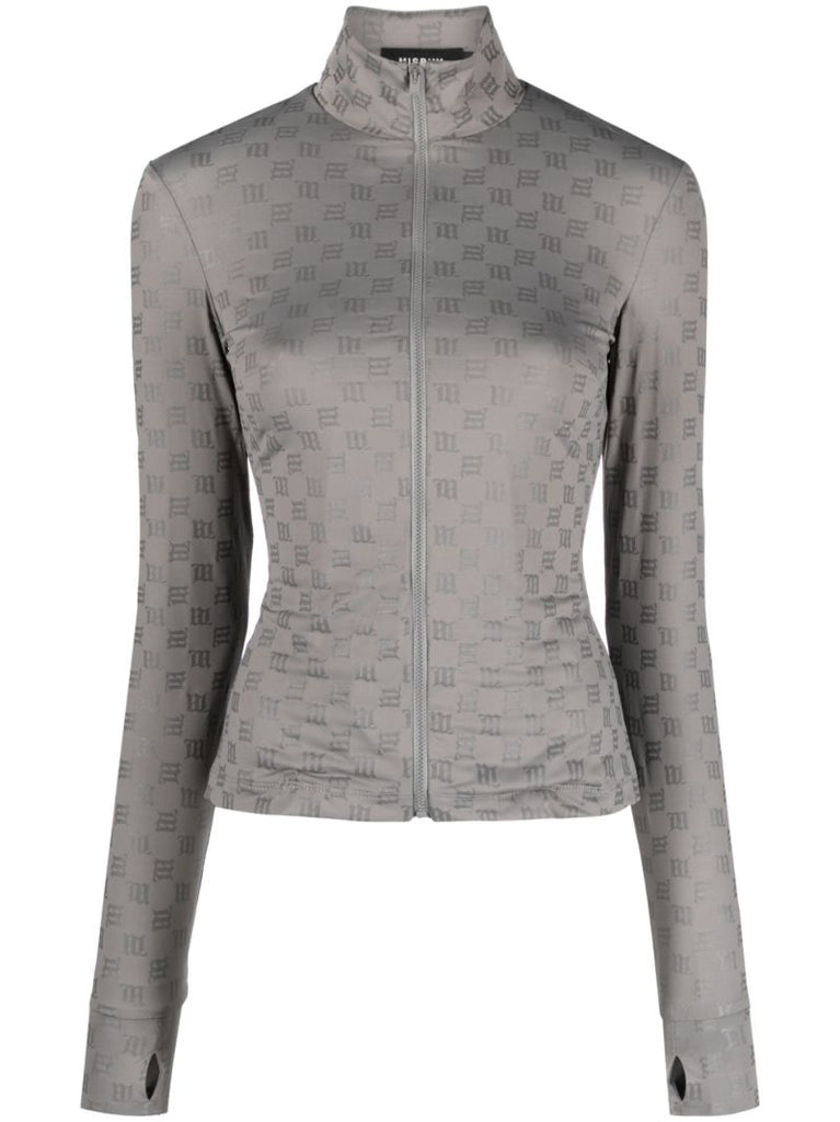 Grey Monogram Zip-up Jacket