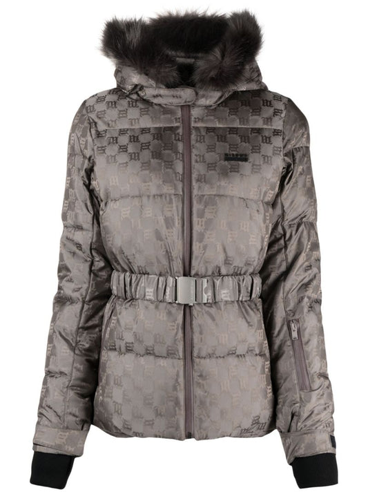 Grey Logo Jacquard Padded Ski Jacket