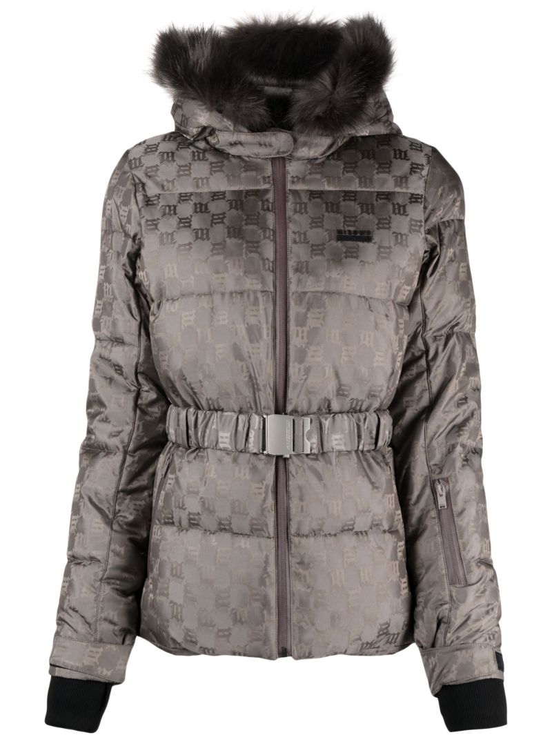 Grey Logo Jacquard Padded Ski Jacket