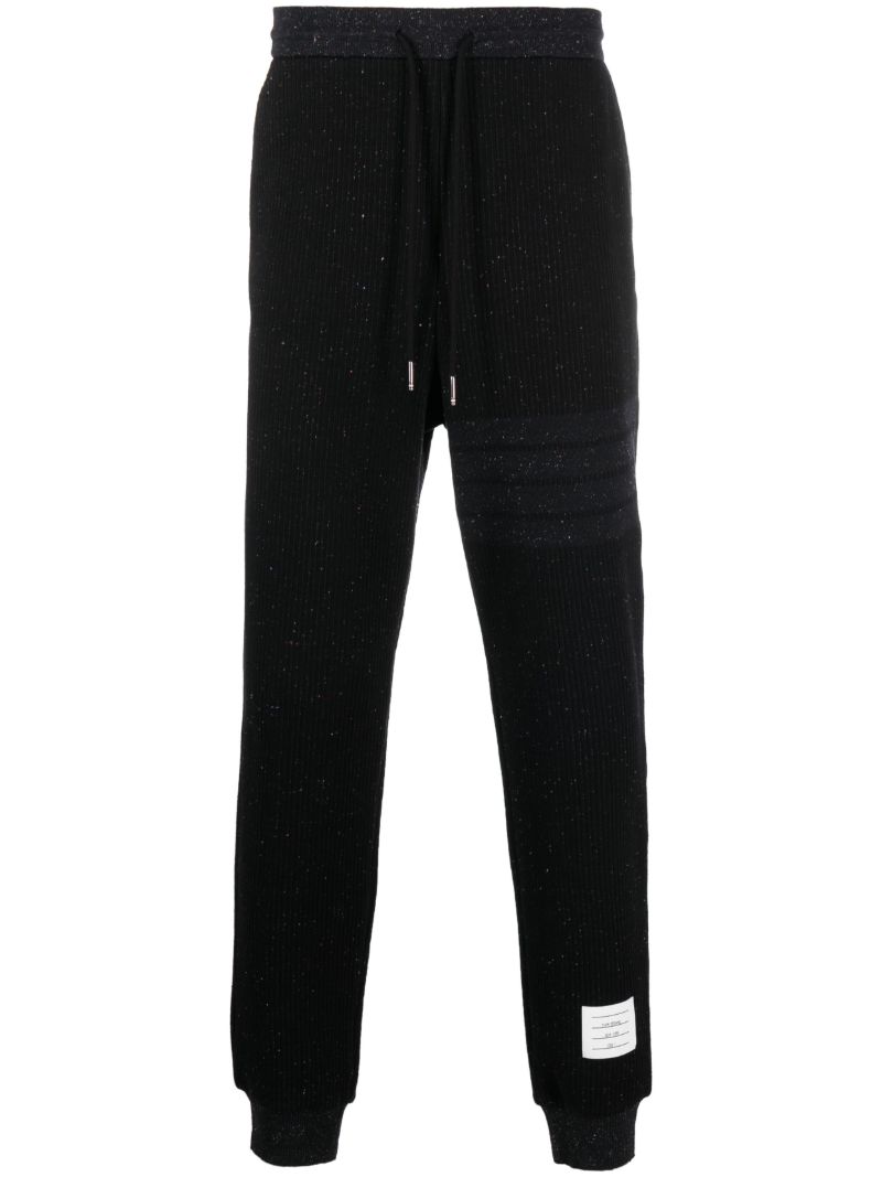 Black 4-bar-print Cotton Track Pants