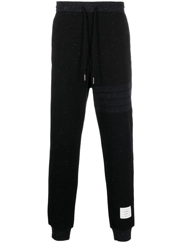 Black 4-bar-print Cotton Track Pants