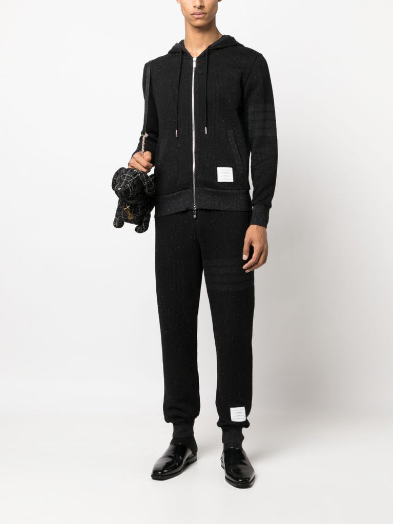 Black 4-bar-print Cotton Track Pants