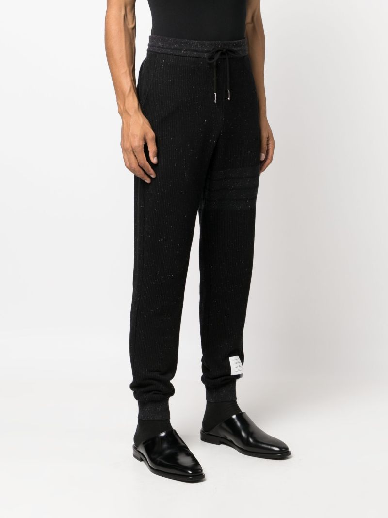 Black 4-bar-print Cotton Track Pants