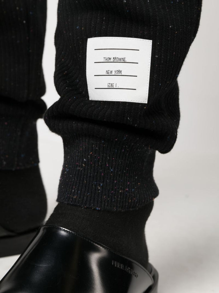 Black 4-bar-print Cotton Track Pants