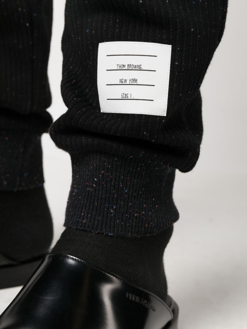 Black 4-bar-print Cotton Track Pants